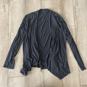 Eileen Fisher Black Viscose Blend Ponte Jersey Minimalist Cardigan Sz M